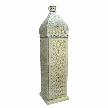 NORTHLIGHT SEASONAL Distressed White and Gold Antique Style Moroccan Cut-Out Floor Pillar Candle Lantern 31580137